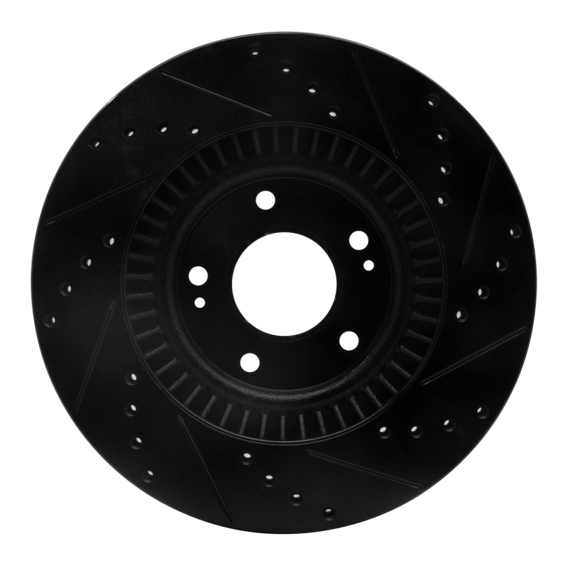 Hyundai Santa Fe Sport Brake Rotor (1) - Front Left - R1 Concepts - Drilled & Slotted - Black - `13-`20